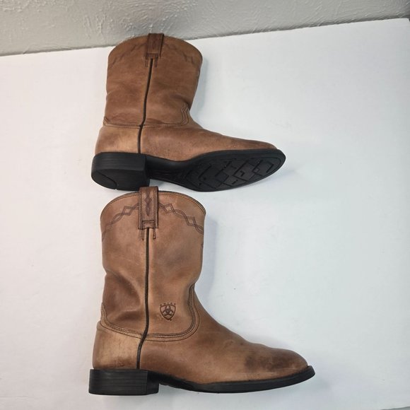 Ariat Midcalf Western Boots Sz 8 Brown Leather Pull On Casual Low Heel Cowgirl - Picture 7 of 14